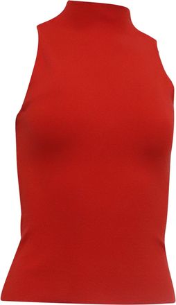 Milly Milly Knitted Mock Neck Tank Top in Red Viscose