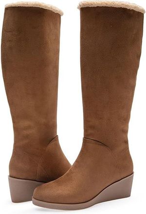 Aerosoles 2BINOCULAR Tall Wedge Boot Womens Boots Tobacco Faux Suede : 10 B - Medium