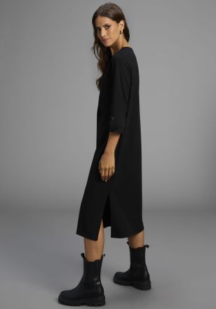 Laura Scott Midikleid LAURA SCOTT, Damen, Gr. 34, N-Gr, schwarz, Milano Rib, Obermaterial: 76% Polyester, 20% Viskose, 4% Elasthan, unifarben, Basic, figurumspiel