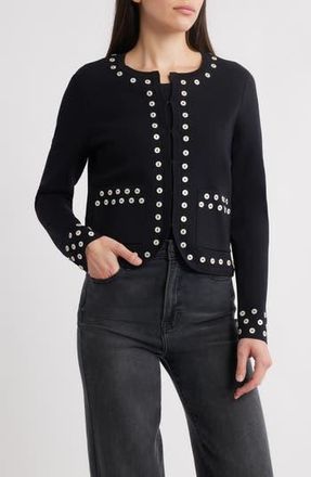 Rag & Bone Melo Shell Detail Boxy Cardigan in Black at Nordstrom Rack, Size X-Large