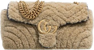 Gucci Hobo Bags - Shearling Small Marmont Shoulder Bag - beige - Hobo Bags for ladies