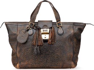 Gucci Pre-owned Gucci Embossed Leather Weekender Bag Ladies 303891 525040