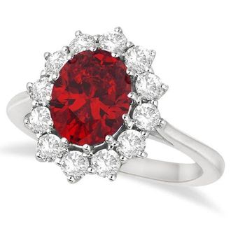 Allurez Oval Lab Ruby and Diamond Ring 14k in 3.60Ct/white Gold at Nordstrom, Size 9.5