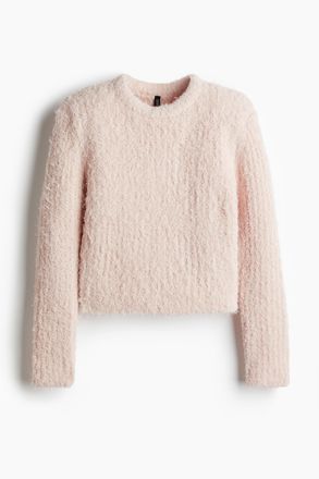 H&M Flauschiger Pullover mit Schulterpolstern - Pink