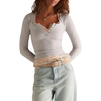 Free People Wide Awake Jersey Henley in Heather Gray at Nordstrom Rack, Size X-Small/small