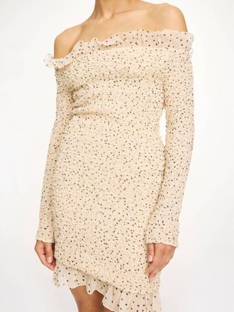 By Malene Birger Corinette Off The Shoulder Mini Dress In Polka Dot Print