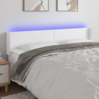 vidaXL Cabecero Con Led Cuero Sint&eacute;tico Blanco 163x16x78/88 Cm Vidaxl