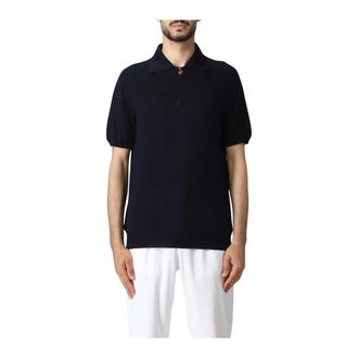 Kiton Polo Shirts, male, Blue, L, Kiton Polo Shirt HalfZip
