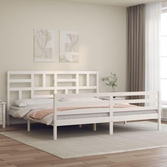 vidaXL Estructura De Cama Con Cabecero Madera Maciza Blanco 200x200cm Vidaxl