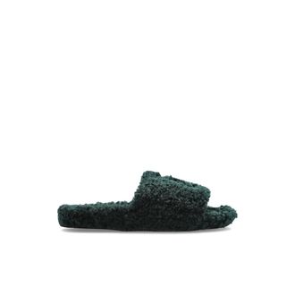 Balenciaga Slippers van imitatiebont - Heren - Pantoffels - Groen - 42 EU - Wol - Schoenen
