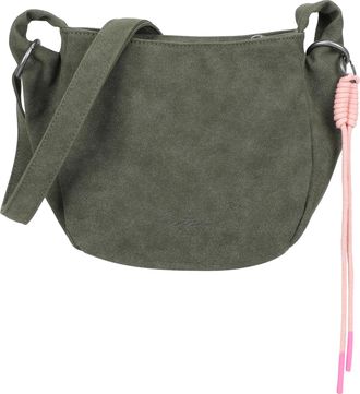 Fritzi Aus Preu&szlig;en Fritzi Sue02 Suede Jacky Soft Shoulder Bag Faux Leather Womens Crossbody Handbag Festival City Vegan Suede Look Cord Pendant 22 x 23 x 9.5 cm - Anthra