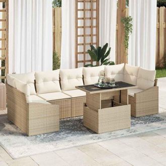 vidaXL Conjunto De Sof&aacute; De Jard&iacute;n 8 Pcs Beige Y Crema 100 X 55 X 73 Cm Vidaxl