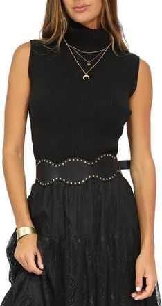 Belle & Bloom No Other Love Leather Studded Belt in Black at Nordstrom
