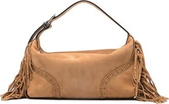 Ermanno Scervino Fringed Trim Bag In Beige Leather