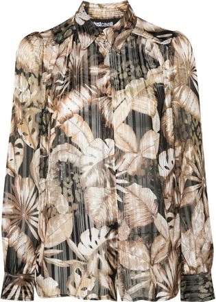 Just Cavalli Multikleurig Langarmshirt - Dames - Blouses - Veelkleurig - M - Polyester - Overhemden