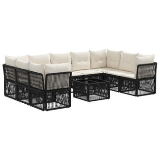 vidaXL Conjunto De Sof&aacute;s De Jard&iacute;n 10 Pcs Negro Rat&aacute;n Sint&eacute;tico Vidaxl