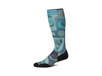 Smartwool Ski Targeted Cushion Explorer Print Over The Calf Socks Mens Crew Cut Socks Shoes Deep Navy : XL (Mens Shoe 12-14.5)