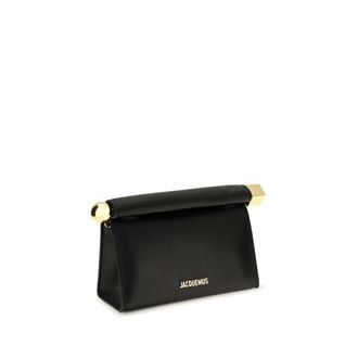 Jacquemus Nappa Leather Fold-Over Clutch - Black