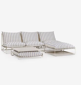 Sklum Sklum - Conjunto De Jard&iacute;n Con Sof&aacute; Modular De 3 Piezas, Mesa Auxiliar Y Puff Convertibles Amaro