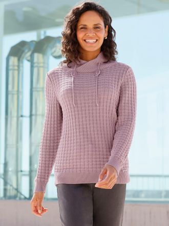 Casual Looks Strickpullover CASUAL LOOKS Langarm-Pullover, Damen, Gr. 36, lila (mauve), 50% Baumwolle, 50% Polyacryl, unifarben, Pullover Strickpullover