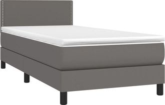 vidaXL Cama Box Spring Con Colch&oacute;n Cuero Sint&eacute;tico Gris 80x200 Cm Vidaxl