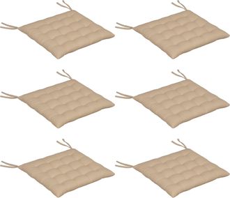 OUTSUNNY Juego De 6 Cojines Para Sillas De Comedor, 40x40 Cm, 6 Piezas, Cojines Para Sillas De Jard&iacute;n Acolchados Con Cintas Y Fundas Extra&iacute;bles, Caqui