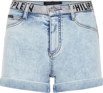 Philipp Plein Denim High Waist Hot Pants - Dames - Denim shorts - Blauw - W28 - Denim - Korte Broeken