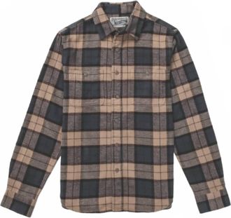 Schott NYC Men Heavy Flannel Work Shirt In Khaki/grey