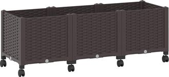 vidaXL Macetero De Jard&iacute;n Con Ruedas Marr&oacute;n 120 X 40 X 44 Cm Pp Vidaxl