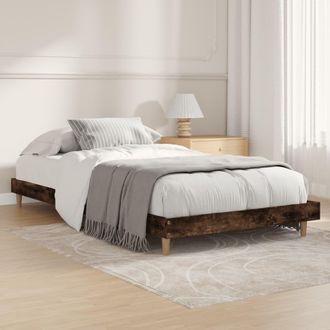 vidaXL Estructura De Cama Sin Colch&oacute;n Madera Roble Ahumado 90x200 Cm Vidaxl