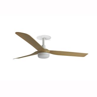 Netlighting Punt Recessed 132cm LED Ceiling Fan Matt White Maple Blades CCT