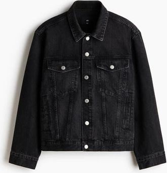 H&M Denim Trucker Jacket in Black at Nordstrom, Size Xx-Large