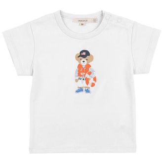 Fragile Bear Print Short Sleeve Top in White at Nordstrom, Size 18M
