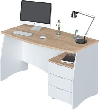 HOGAR 24 Mesa despacho con buck blanco artik y roble canadian