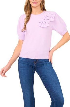 CeCe by Cynthia Steffe Bow Detail Puff Sleeve Sweater in Orchid Bloom at Nordstrom Rack, Size Small