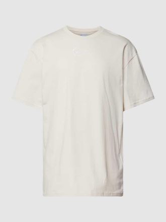 Karl Kani T-Shirt mit Label-Stitching in Offwhite, Gr&ouml;&szlig;e XXL