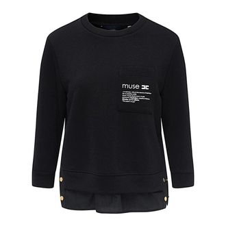 Elisabetta Franchi Round-neck Knitwear, female, Black, Size: S Maglia