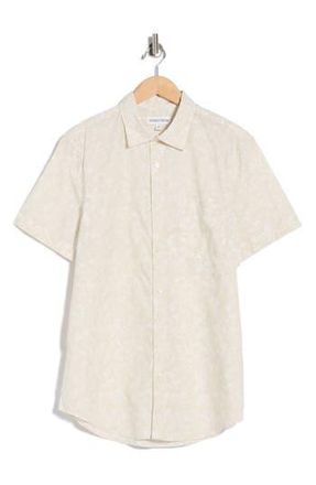 Nordstrom Short Sleeve Poplin Shirt in Ivory Mini Blooms at Nordstrom Rack, Size Xx-Large