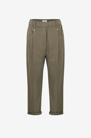 Brunello Cucinelli Karottenhose aus Baumwolltwill mit elastischem Bund