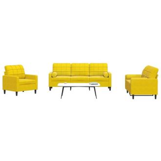 vidaXL Vidaxl - Juego De Sof&aacute;s Con Cojines 3 Piezas Terciopelo Amarillo