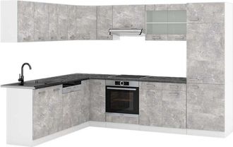 Vicco Cocina Esquinera R-line, Hormig&oacute;n/blanco, 227 X 287 Cm, Et Antracita