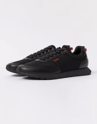 HUGO BOSS Mens HUGO Icelin Mens Running-Inspired trainers with zigzag detailing - Black 006 - Size: 10