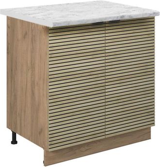 Vicco Armario Bajo Para Fregadero Fame-line, Panel De Roble, 80 Cm Con Estante, Et M&aacute;rmol Vicco