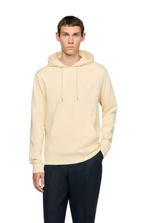 Sandro Heart patch hooded sweatshirt in Butter Cream at Nordstrom, Size Xx-Large