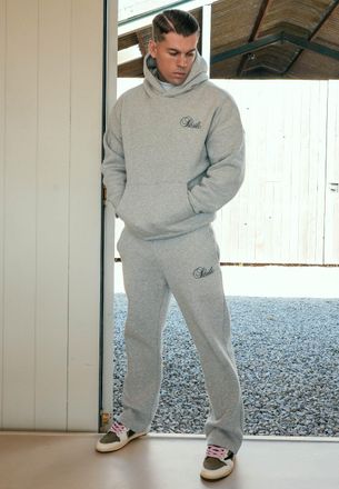 Siksilk Conjunto de Sudadera Gris Marl y Pantalones Joggers para Hombres XXL