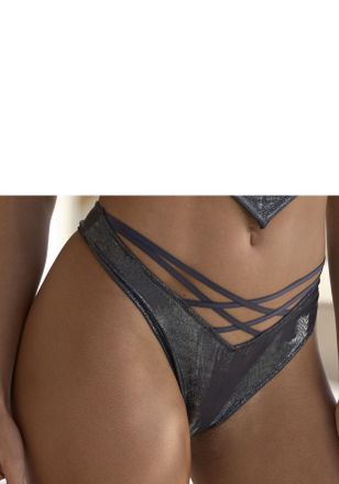 Vivance String VIVANCE, Damen, Gr. 32/34, schwarz (schwarz, metallic), Microfaser, Obermaterial: 70% Polyamid, 30% Elasthan, Unterhosen String, mit verf&uuml;hreri