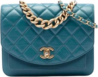 Chanel Pre-owned Vintage Satchel - Dames - Vintage Schoudertas - Blauw - ONE Size - Leer - Vintage