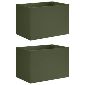 vidaXL Macetero De Jard&iacute;n 2 Uds. Verde Oliva 50 X 40 X 40 Cm Vidaxl
