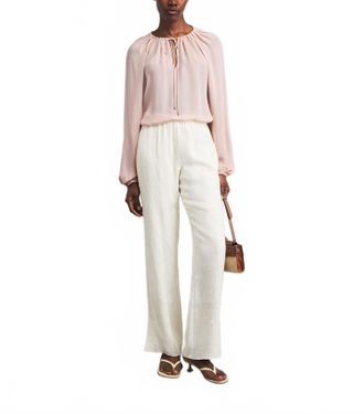 Frame Denim Silk Balloon Sleeve Blouse In Taffy