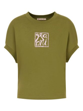 Marni T-shirt met logoprint - Groen